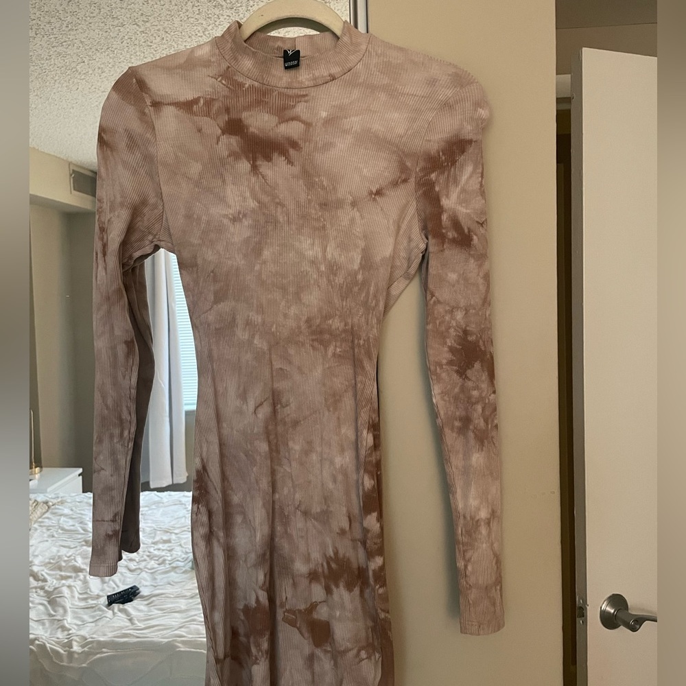 Windsor Tan and Brown Tye Dye Mini Dress